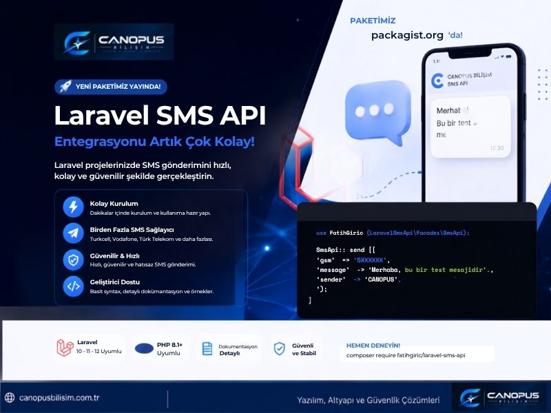 Laravel SMS API Paketi Yayında